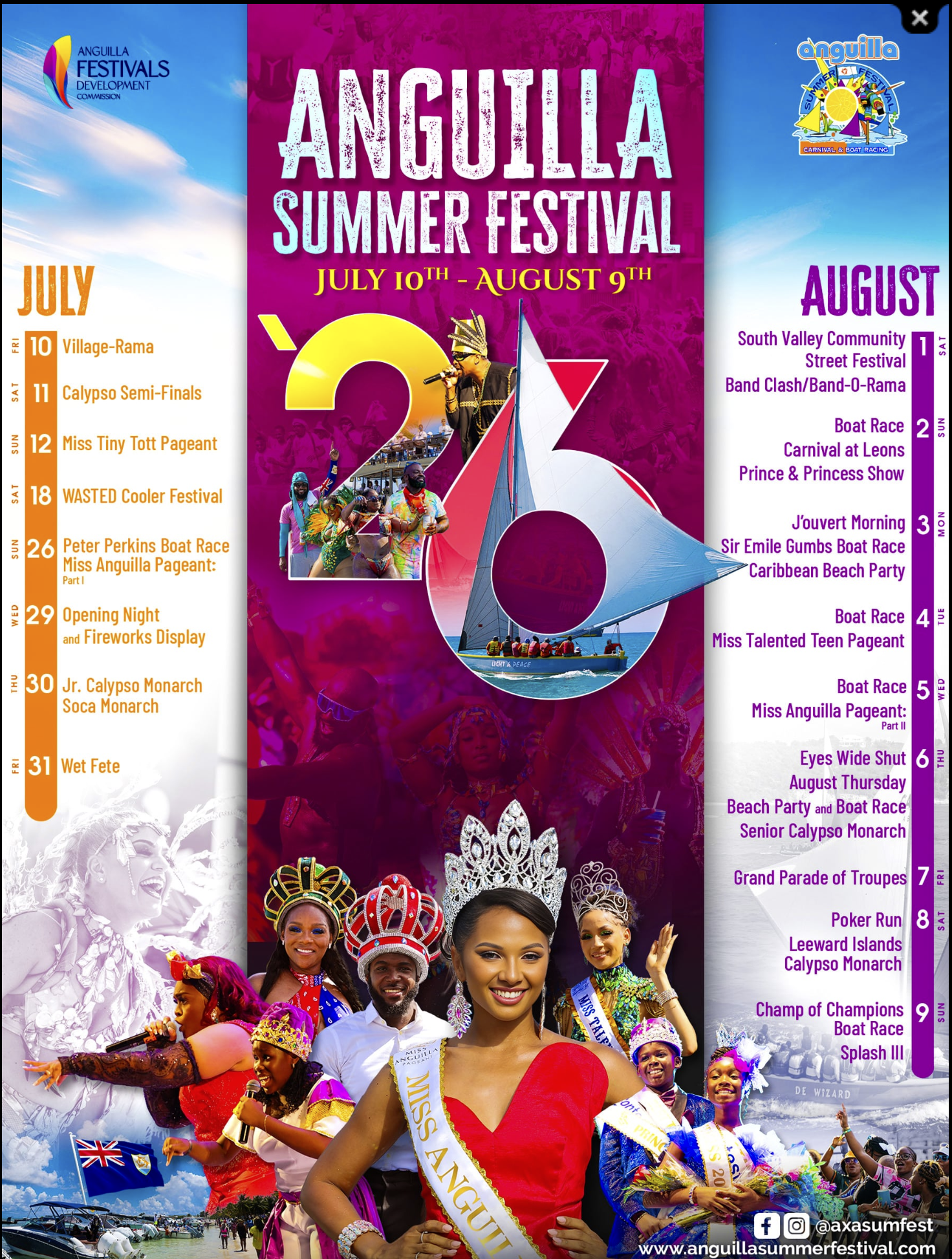 Schedule of Anguilla Summer Festival 2026