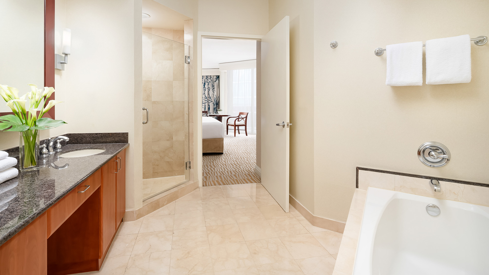 a bathroom with a bathtub and a sink