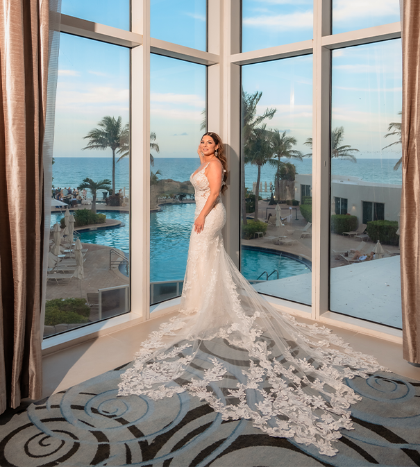a woman in a wedding dress