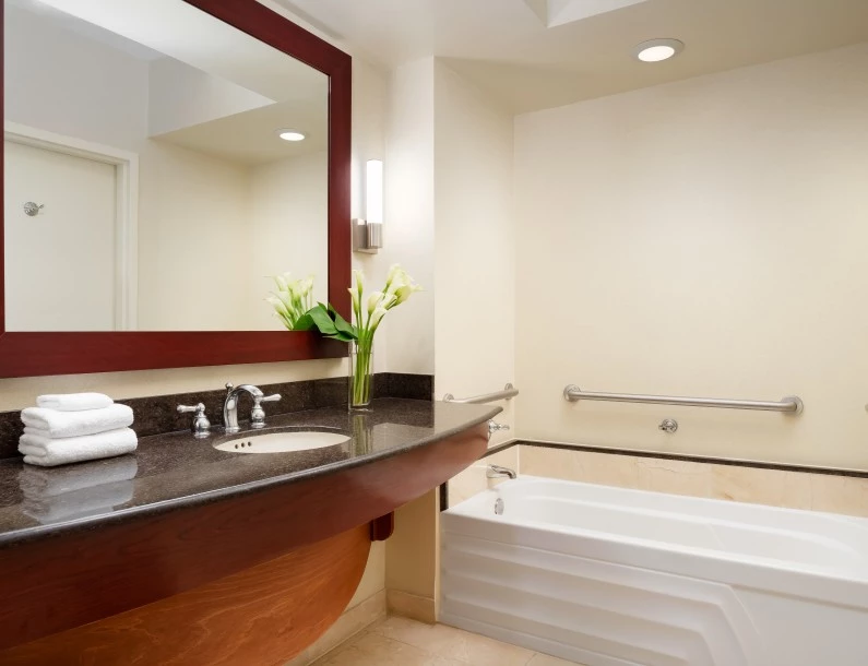 a bathroom with a sink and bathtub