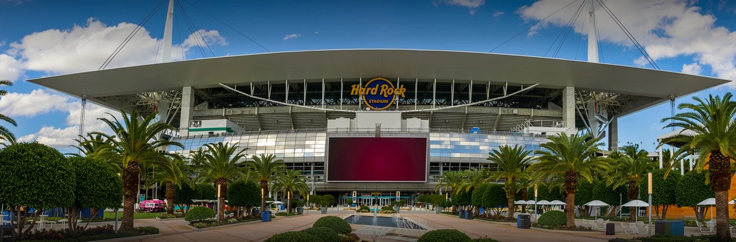 a large stadium with a large screen