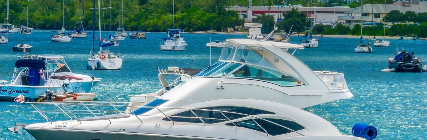a group of boats in the water