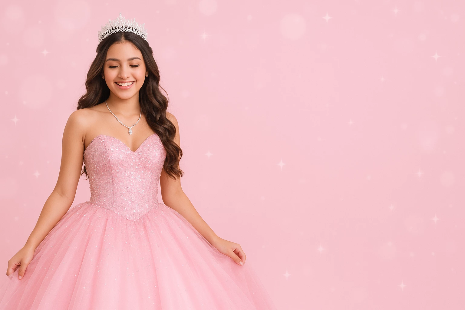a woman in a pink dress