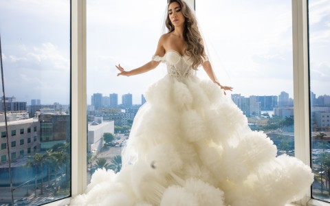 a woman in a wedding dress