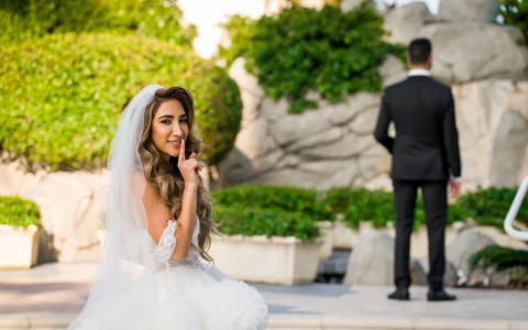 a woman in a wedding dress