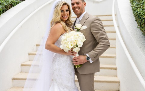 a man and woman posing for a picture