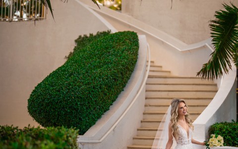 a woman in a wedding dress