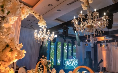 a table set for a wedding reception