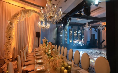 a table set for a wedding reception