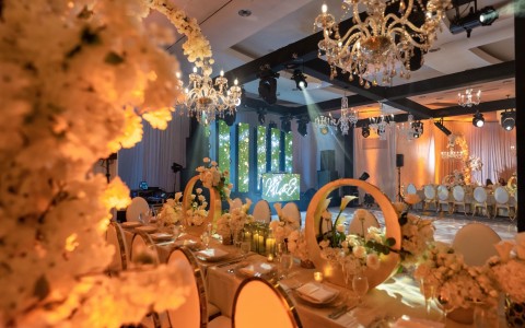 a table set for a wedding reception