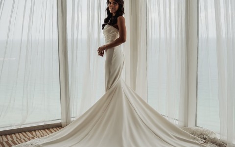 a woman in a white dress