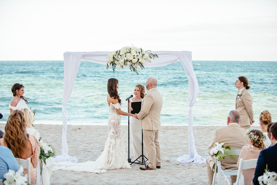 a man and woman at a beach