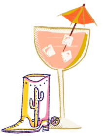 a cartoon of a drink with an umbrella