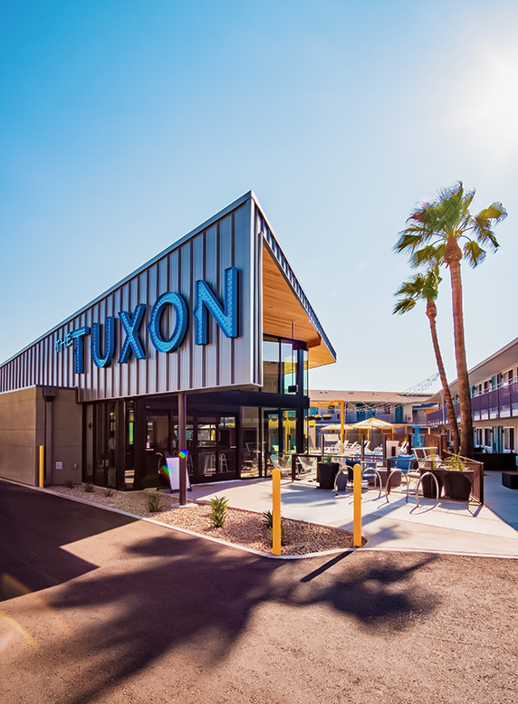 a building with a sign on the front