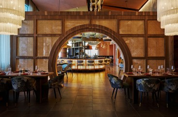 a restaurant with tables and chairs