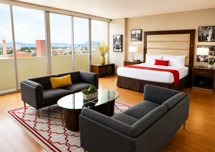 a room with a bed and a couch