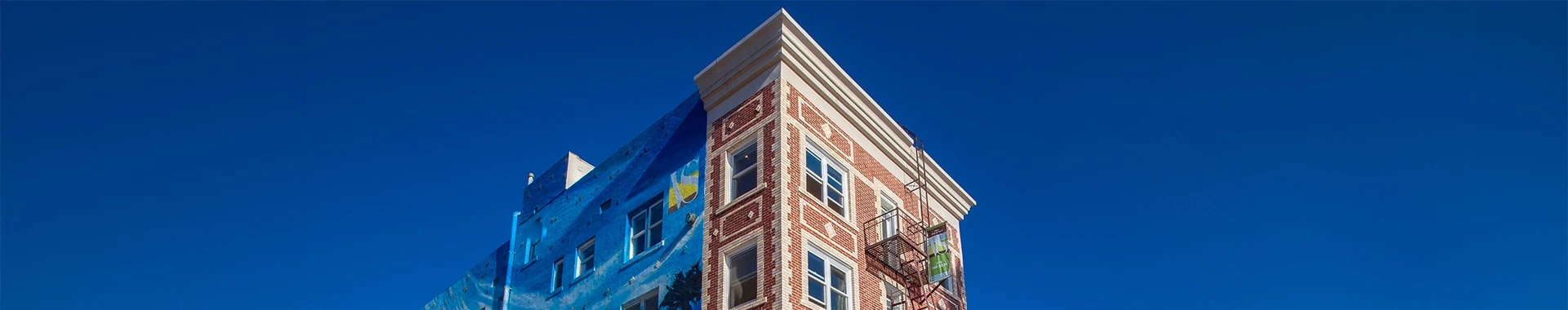a building with a blue sky
