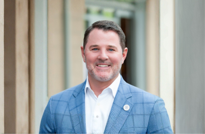 a man in a blue suit