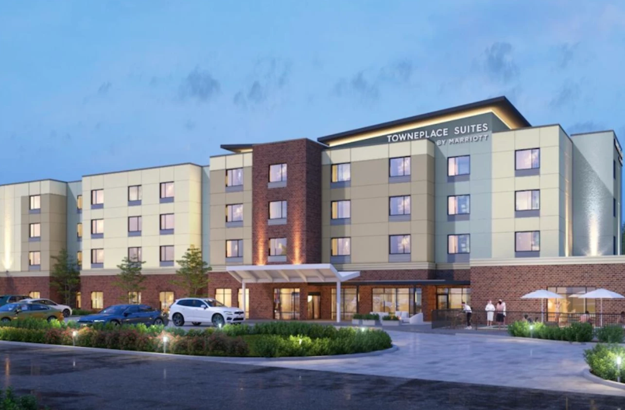 a building with cars parked outside