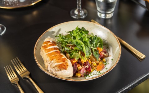 a plate of food on a table