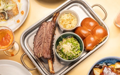 a tray of food on a table