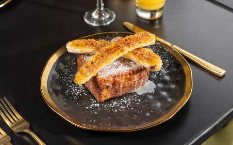 a plate of food with a fork and knife