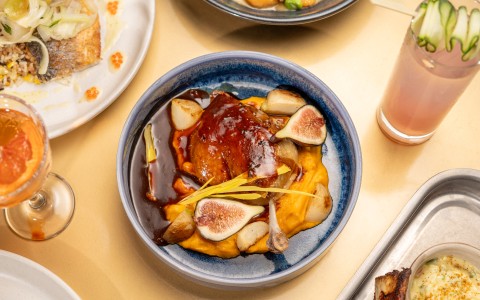 a bowl of food on a table