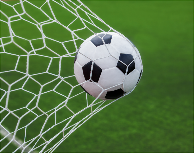 a football ball in a net