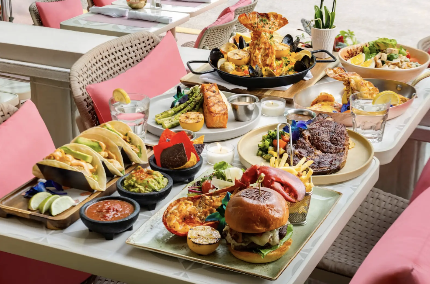 a table with food on it