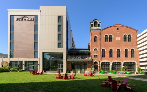 Exterior of West & Main with Lawn