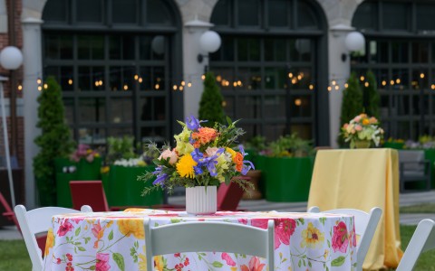 a table with flowers on it