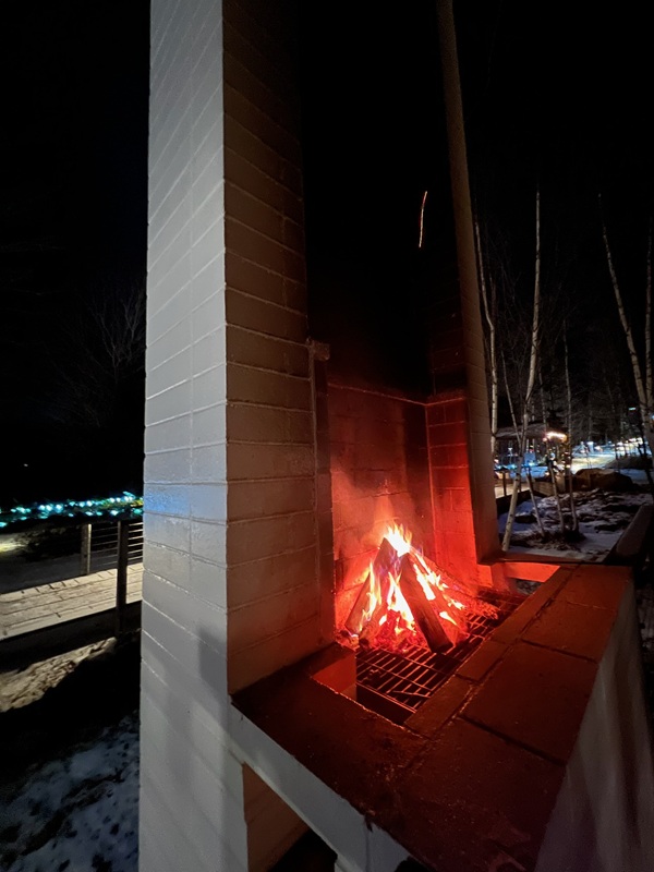 a fire in a fireplace