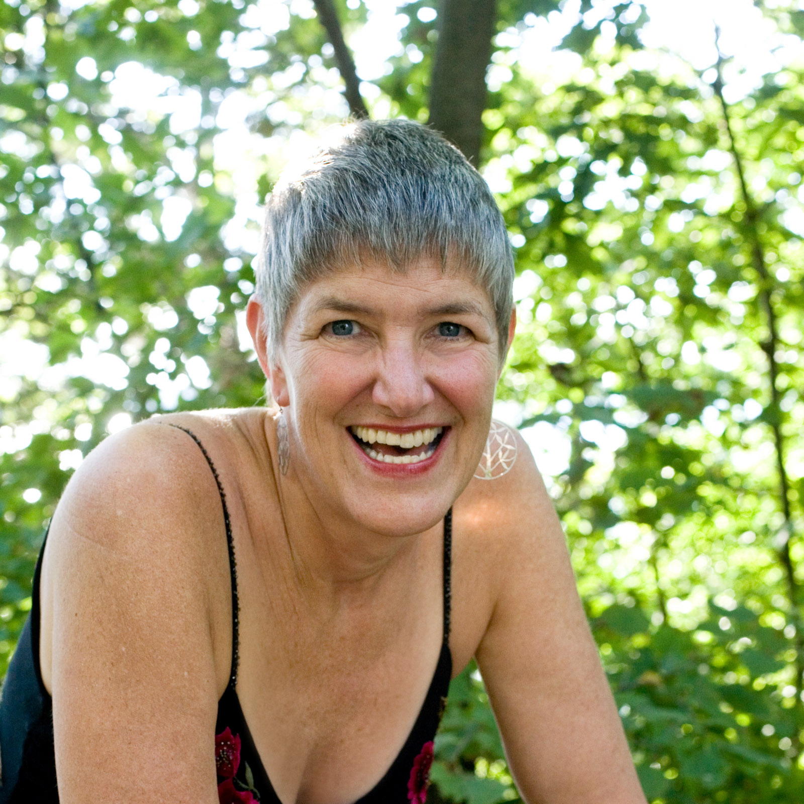 a woman smiling at camera