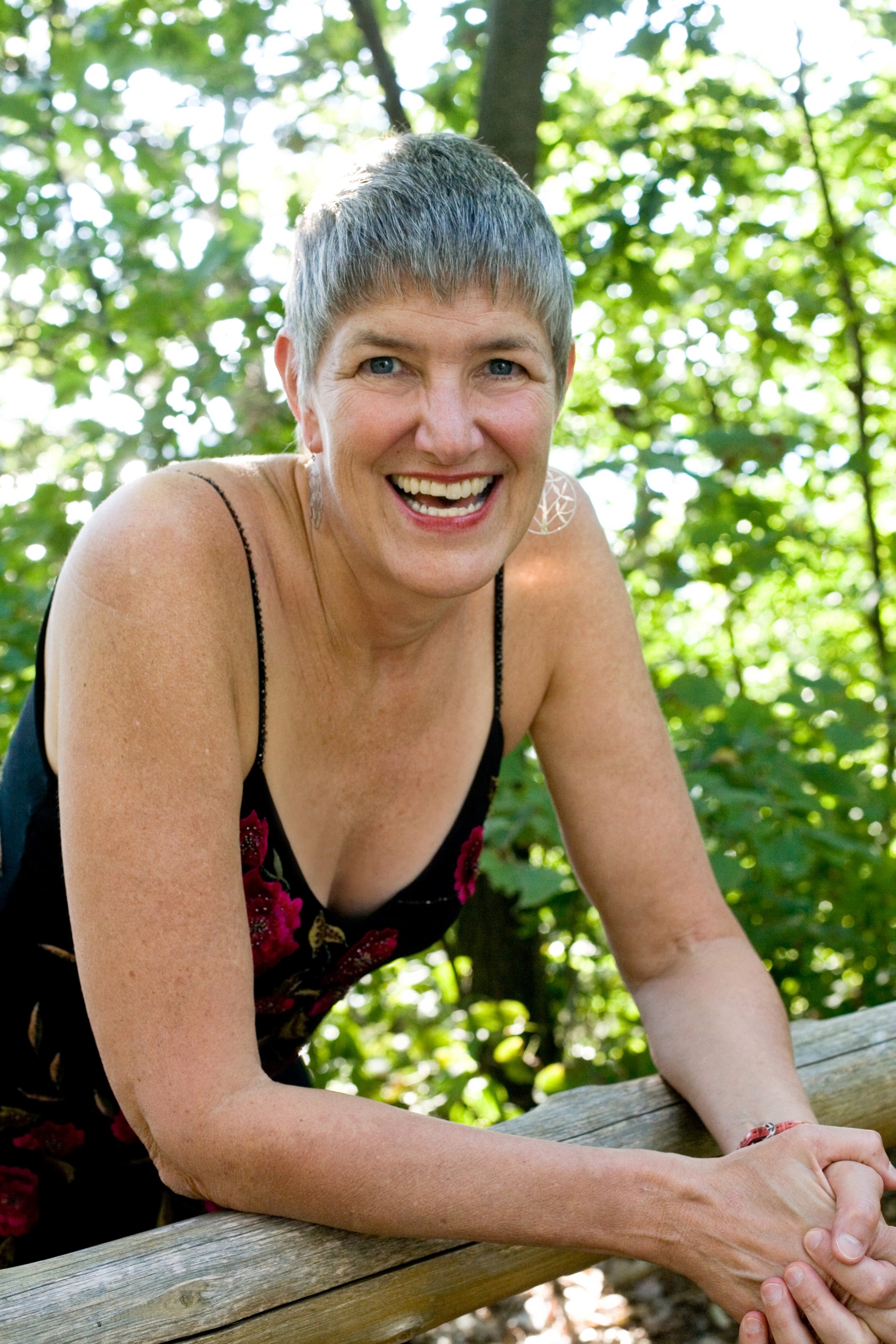 a woman smiling at camera