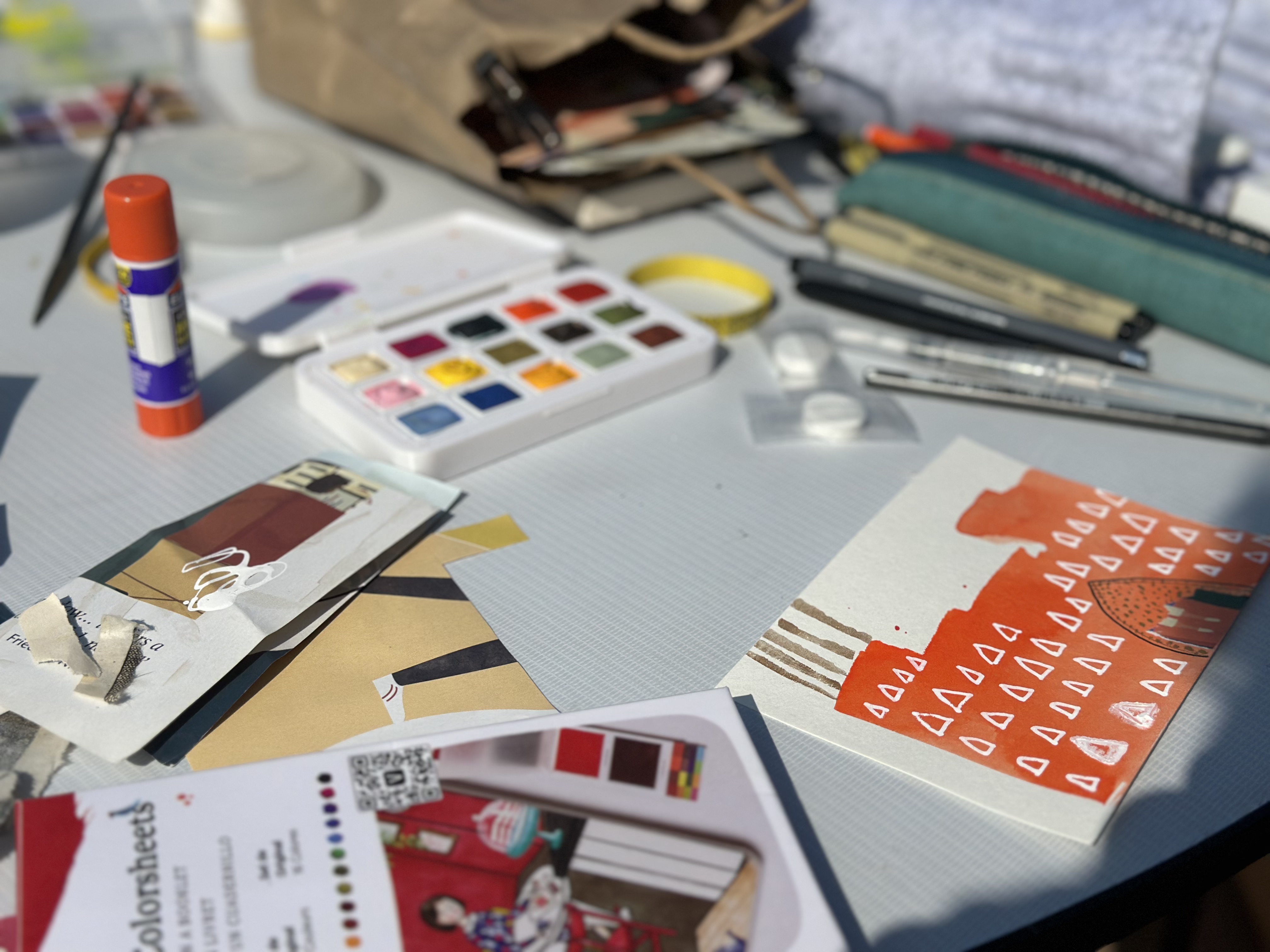 a table with art supplies