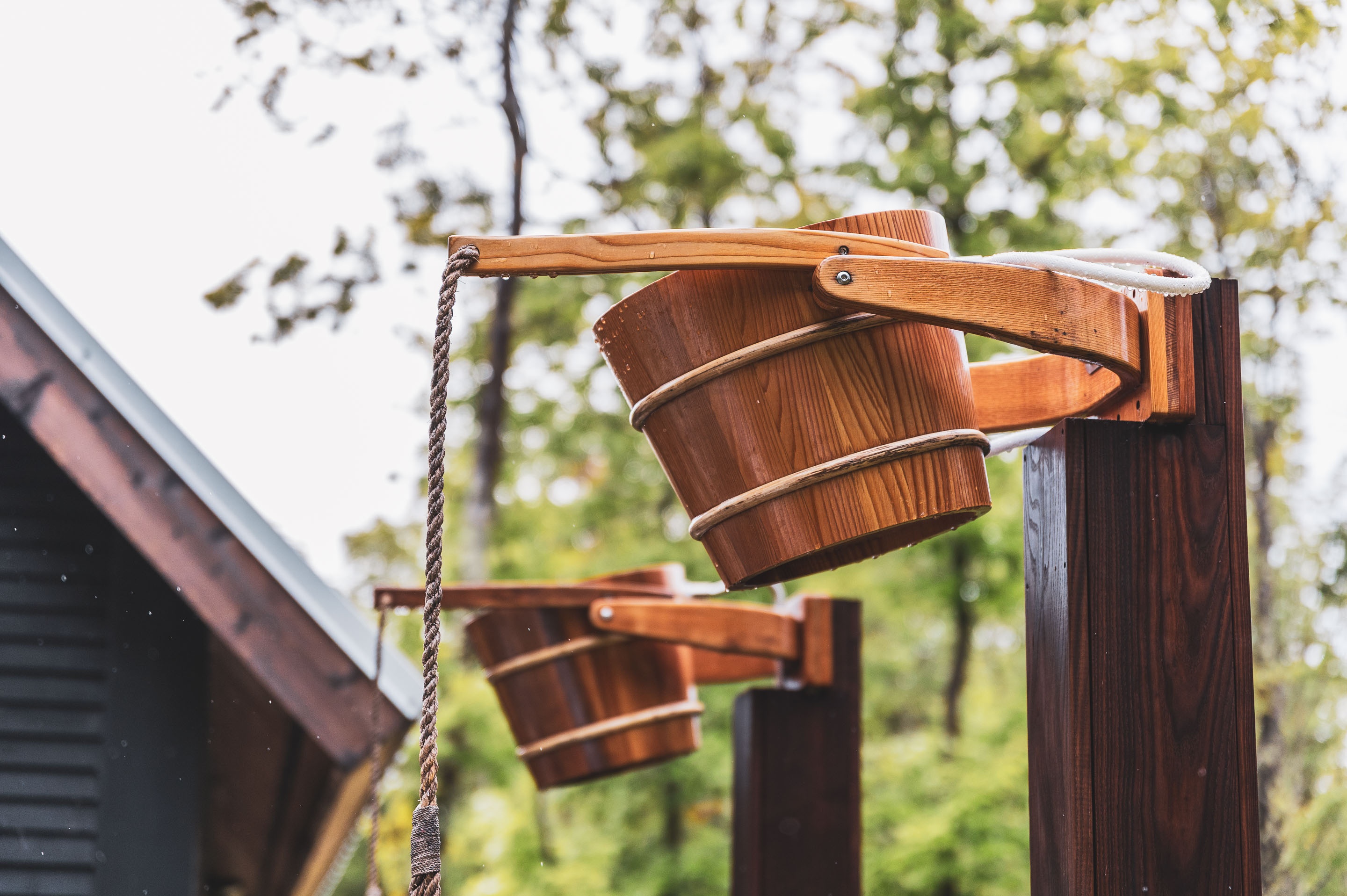 buckets on a pole