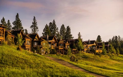 a row of houses on a hill