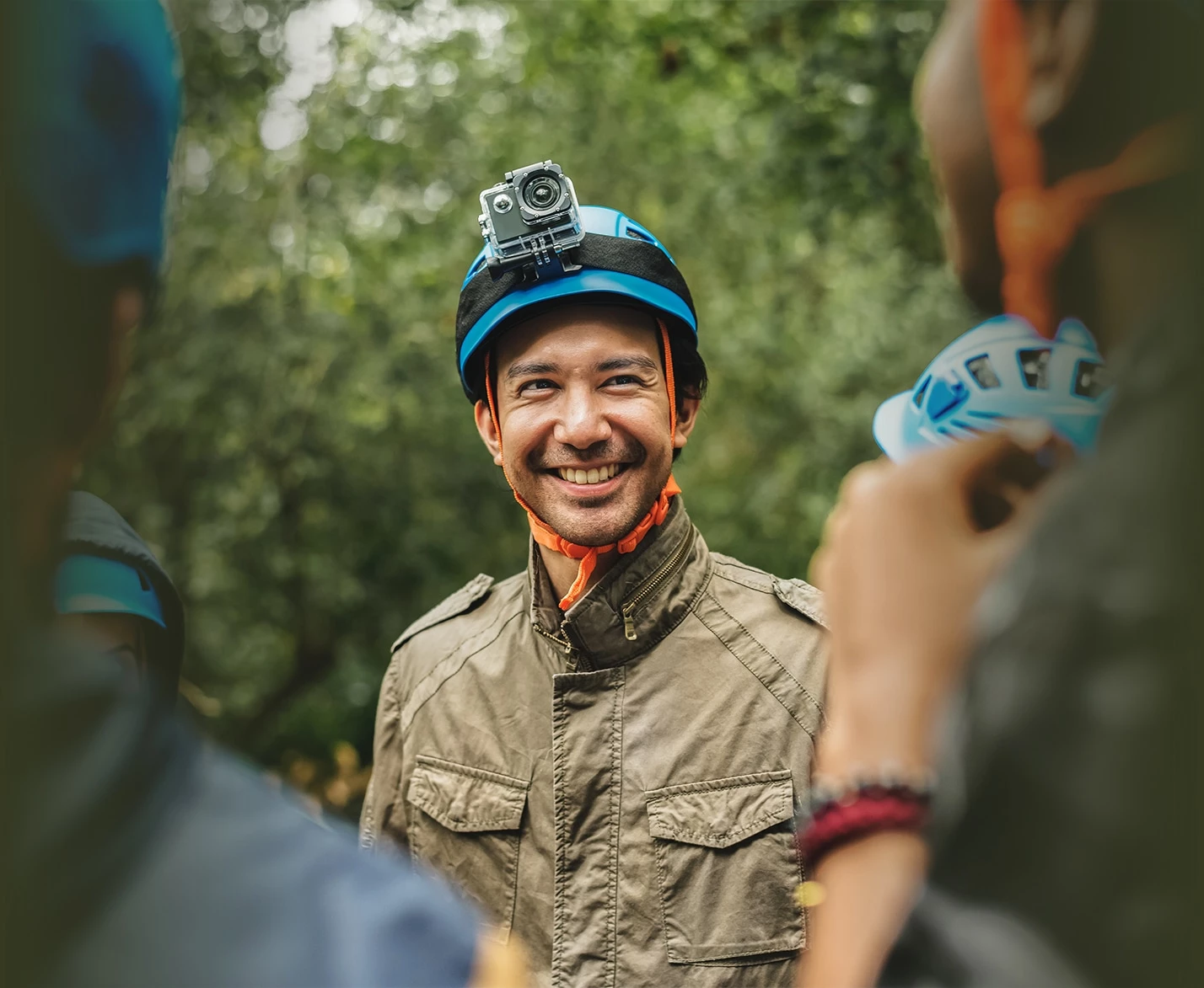 a person wearing a helmet