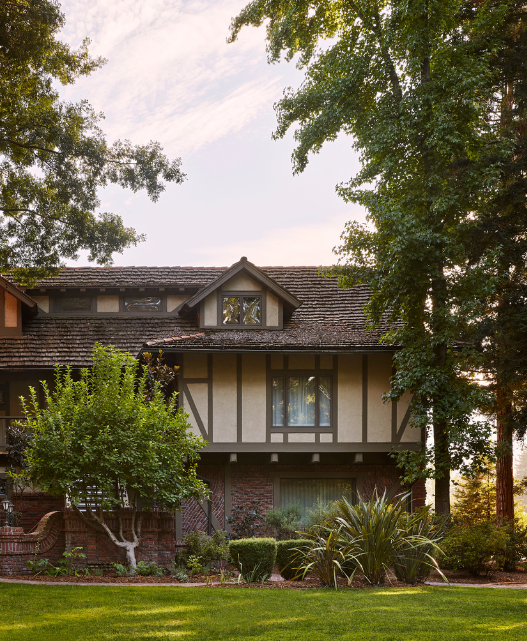 a house with trees around it