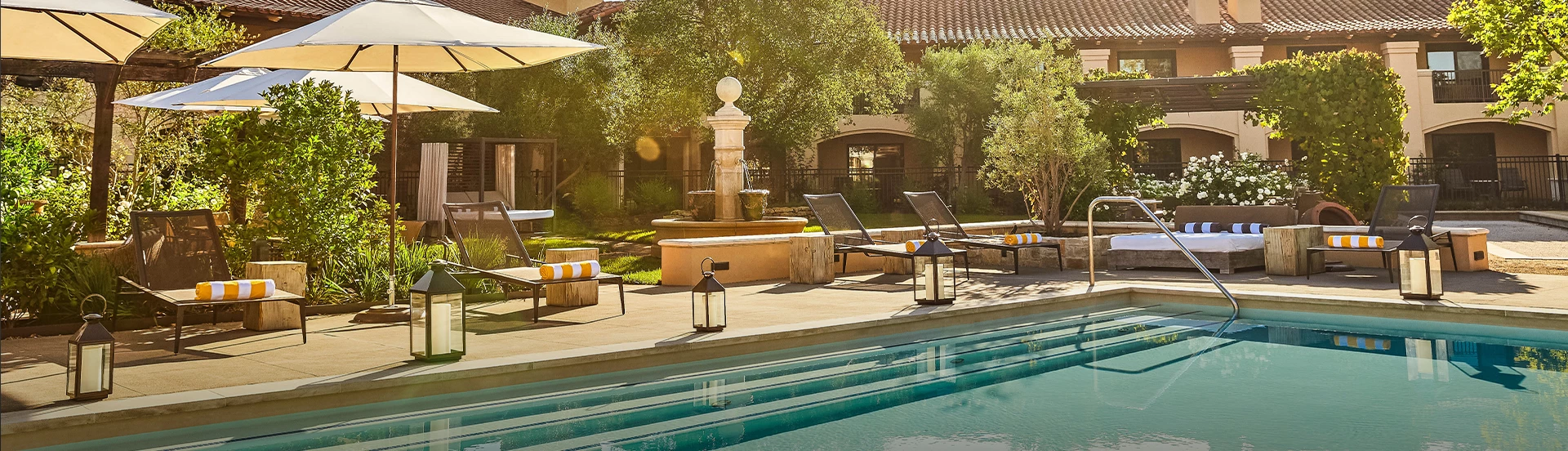 General view of a big wonderful pool at a sunny day