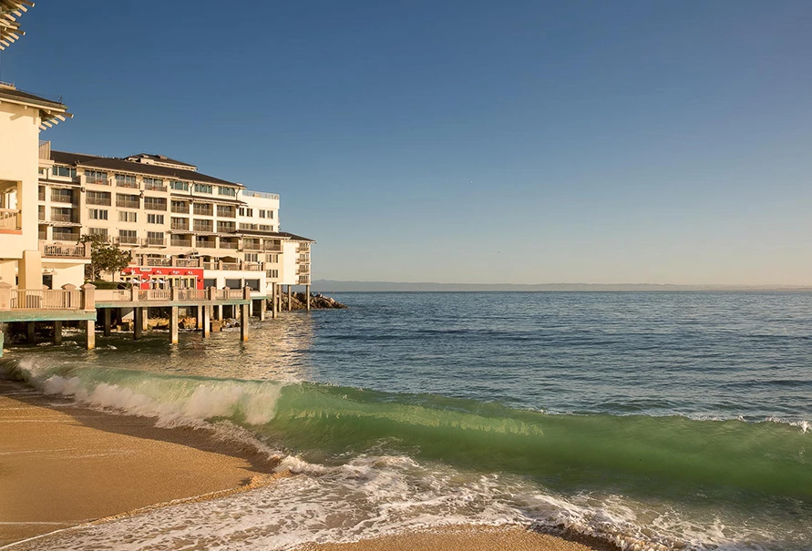 Seashore view of the Monterey Plaza Hotel and Spa