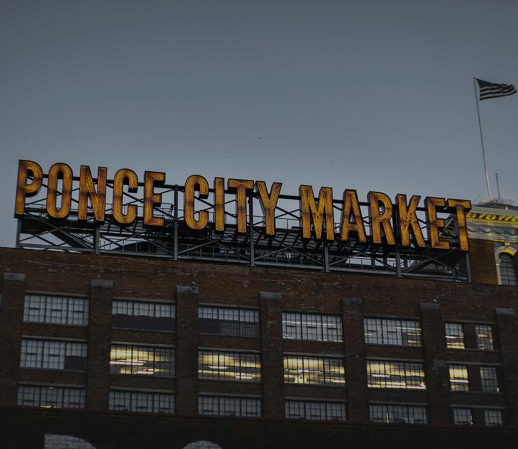 a building with a sign on top
