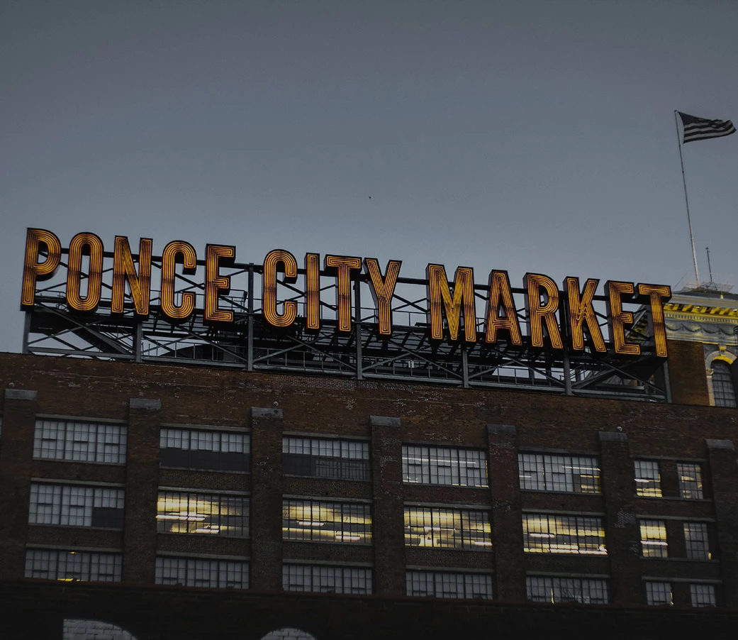 a building with a sign on top