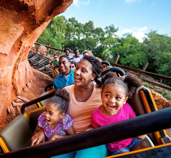a group of people on a roller coaster