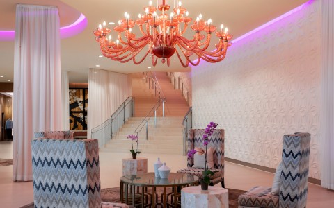 a chandelier in a room