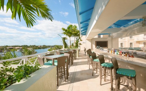 outside patio seating by the pool