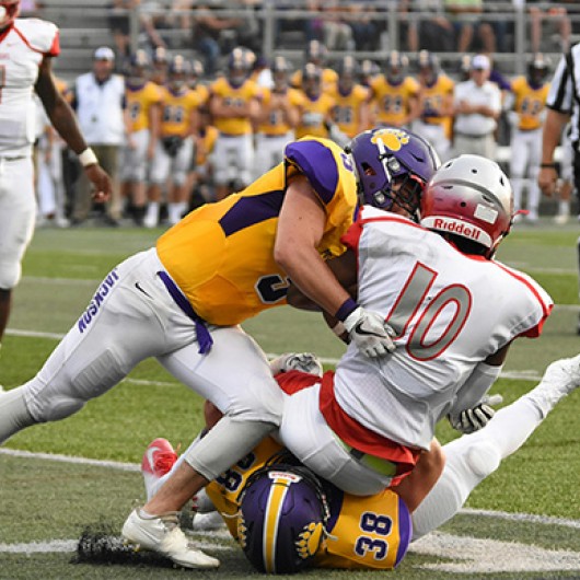 a group of football players on a field