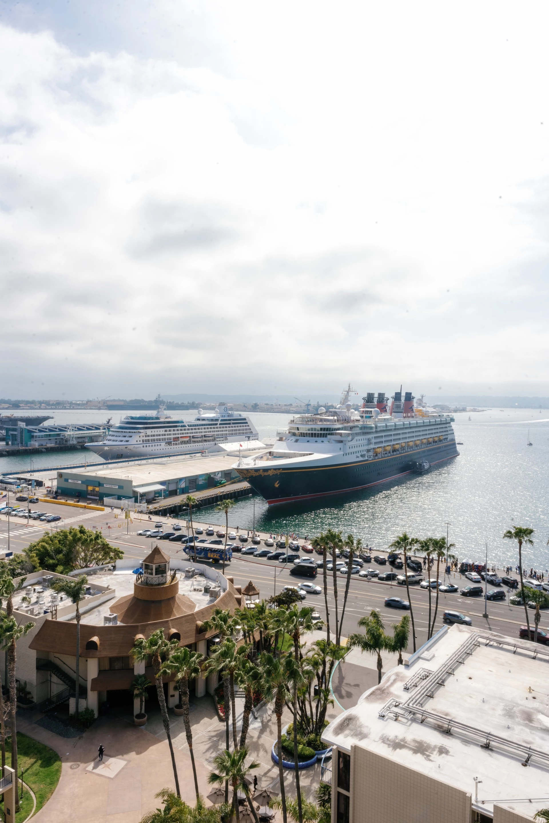 a large cruise ship in the water