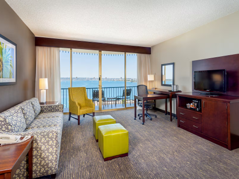 a room with a television and a couch