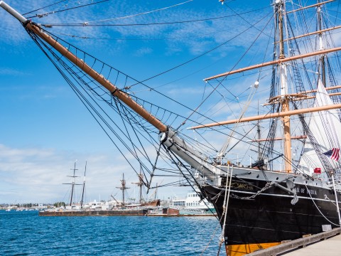 a large ship on a dock